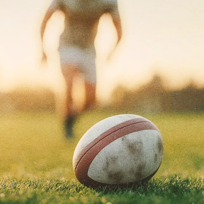Rugby ball on a field