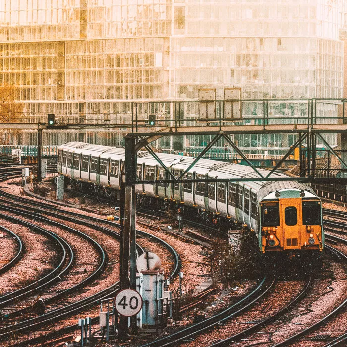 Train pulling into a station