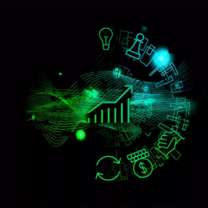 Barevný světelný kruh symbolizující propojení a energii