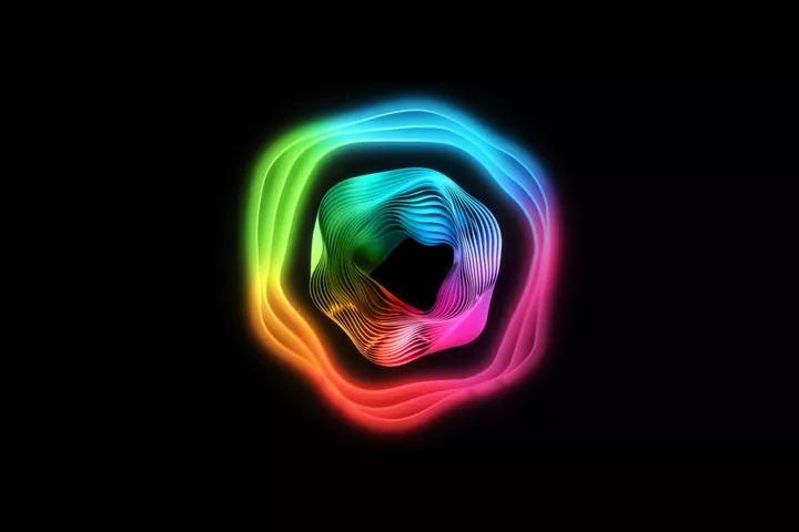A circular image featuring a colorful visuals
