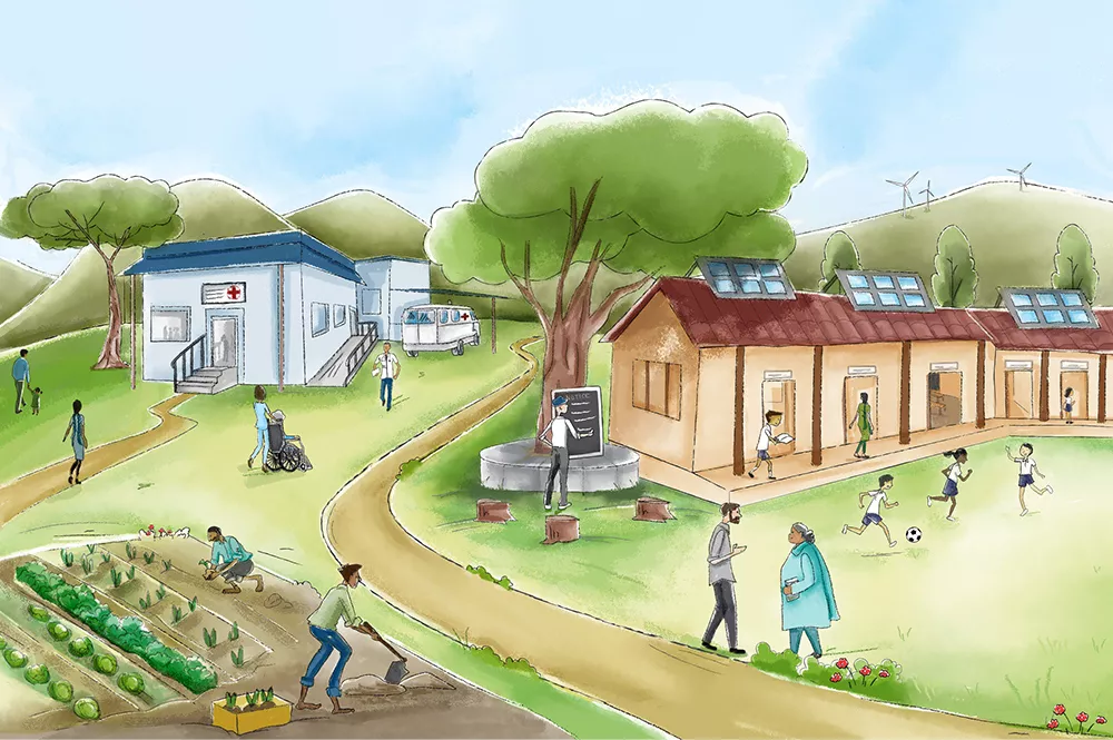 Illustration of a self-sustaining community.